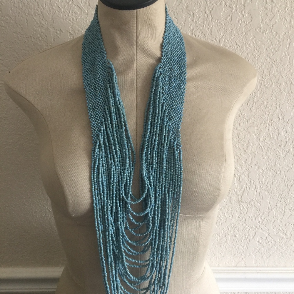 Long Rain Beaded Necklace